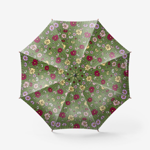 Зонт «Цветочная поляна, космеи - паттерн»
