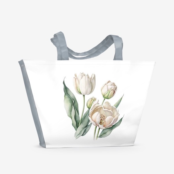 Пляжная сумка «Букет белых тюльпанов»