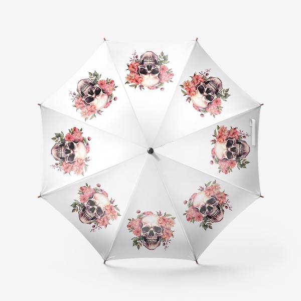 Зонт «Акварельный цветочный череп. Принт на Хэллоуин»