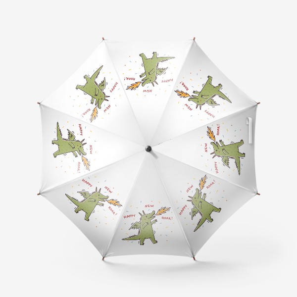 Зонт «Милый дракон и конфетти. Новый год 2024. Надпись»