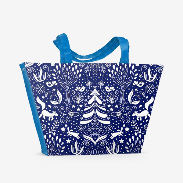 Пляжная сумка «Зимний лес - паттерн в скандинавском стиле»