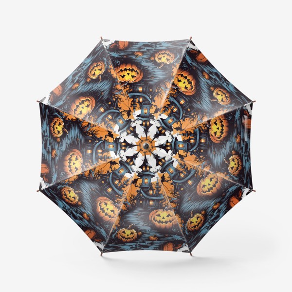 Зонт «Хэллоуин - Мрачный замок и тыквы»