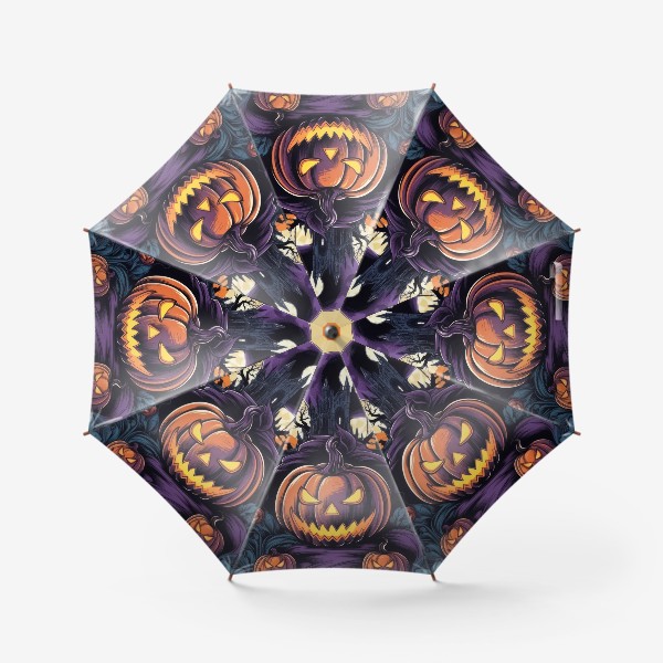 Зонт «Злая тыква на фоне мрачного замка»