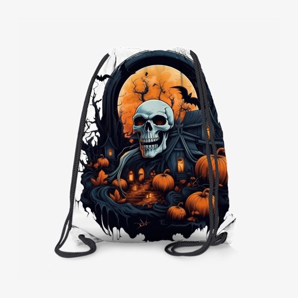 Рюкзак «Череп и тыквы. Арт на Хэллоуин»