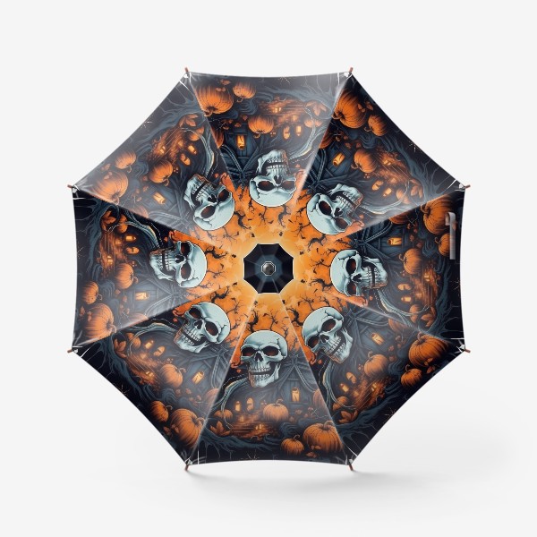 Зонт &laquo;Череп и тыквы. Арт на Хэллоуин&raquo;