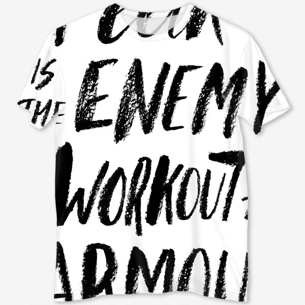 Футболка с полной запечаткой «Fear is the enemy,  workout in the armour»