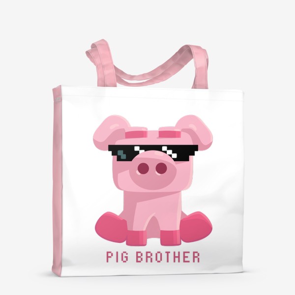 Сумка-шоппер «Свинья в чёрных очках. Мем. Pig brother»
