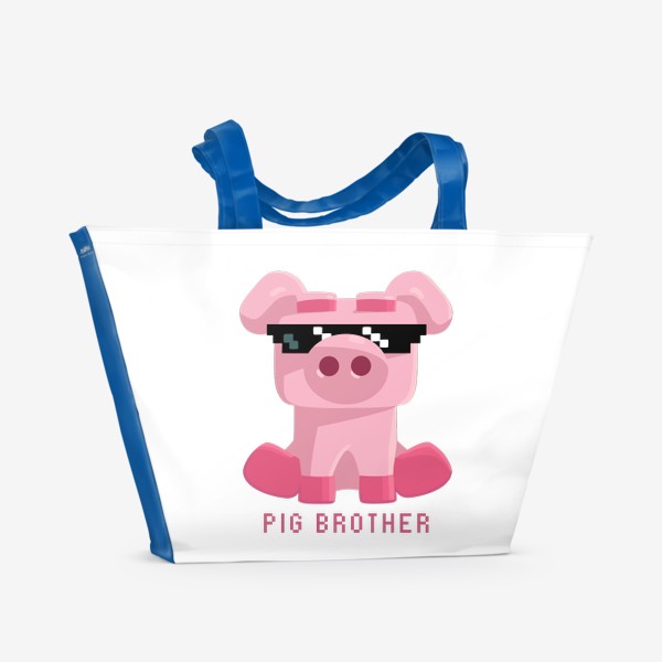 Пляжная сумка «Свинья в чёрных очках. Мем. Pig brother»