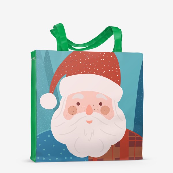 Сумка-шоппер «Портрет деда мороза, новогодний принт в подарок на рождество и зимние праздники»