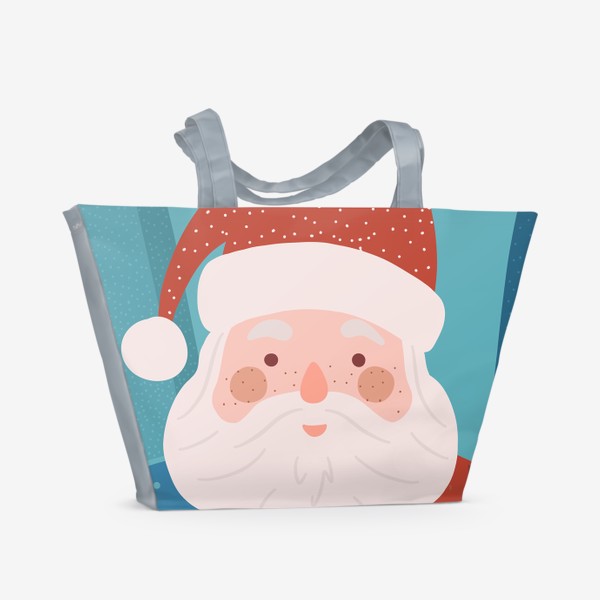Пляжная сумка «Портрет деда мороза, новогодний принт в подарок на рождество и зимние праздники»