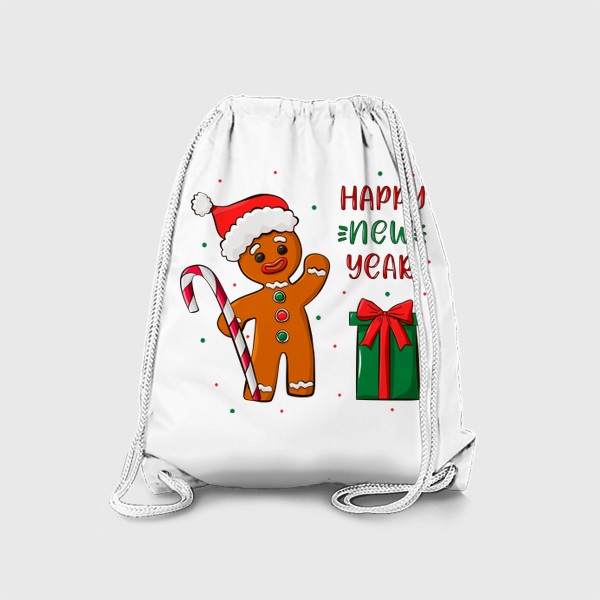 Рюкзак «Новогодний пряничный человечек с подарком»