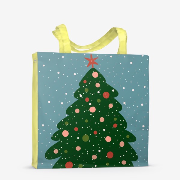 Сумка-шоппер «Рождественская елка в снегу, новогодний принт в подарок на новый год»