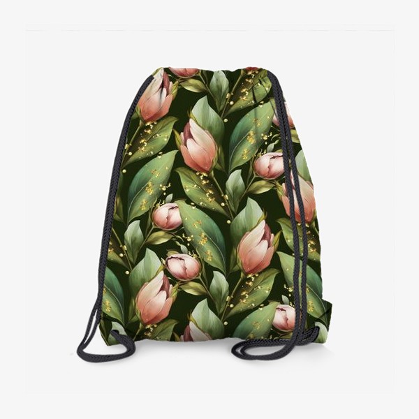 Рюкзак «Цветочный паттерн. Розовые цветы на темном»