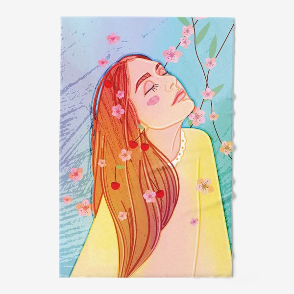 Полотенце «девушка с цветами»