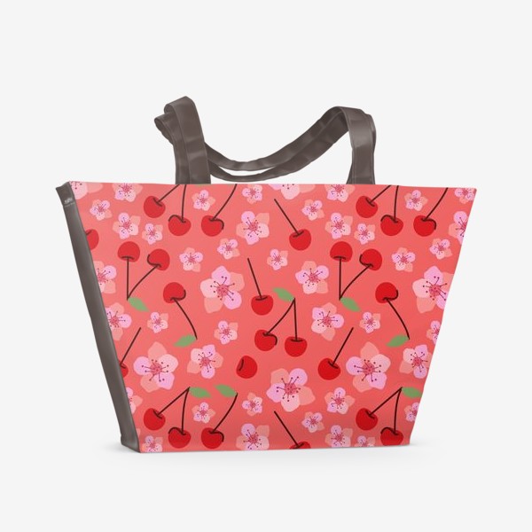 Пляжная сумка «сакура с ягодами»