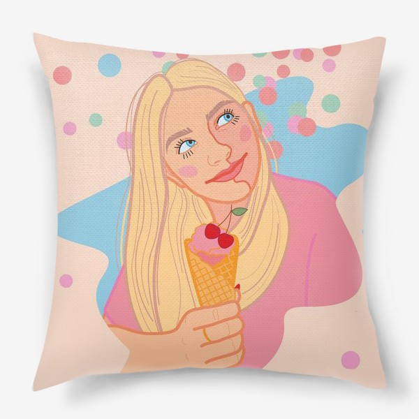 Подушка «Блондинка с мороженым»