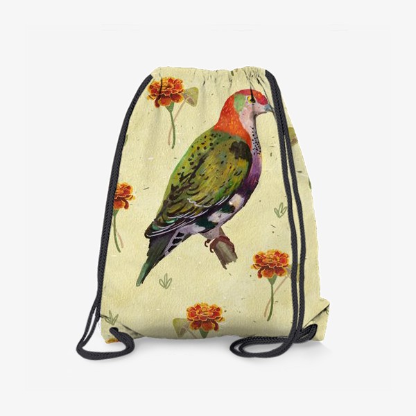 Рюкзак «Фруктовый голубь, бархатцы и грибы»