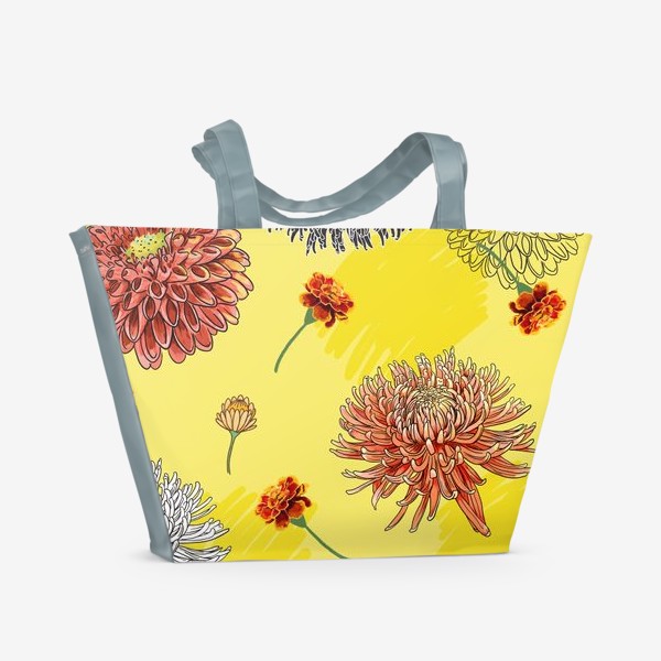 Пляжная сумка «Осенние цветы паттерн»