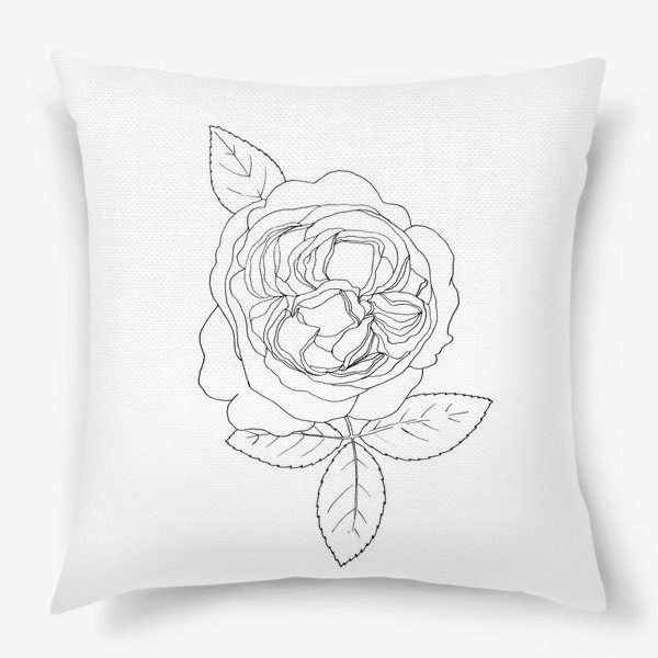Подушка «Английская роза черно-белая графика»