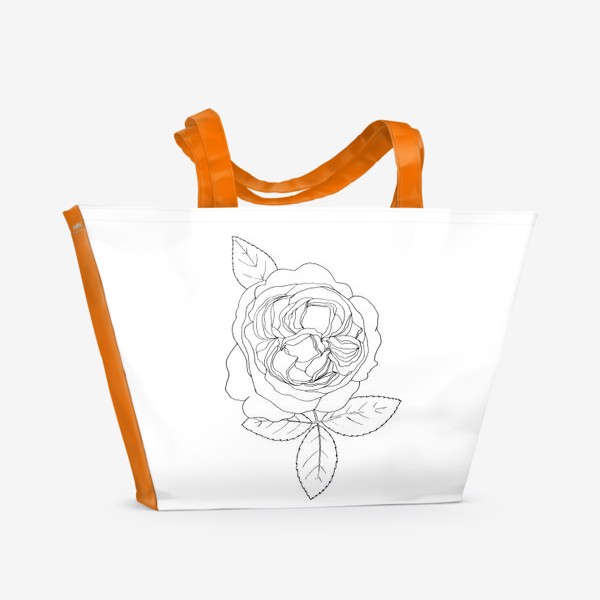 Пляжная сумка «Английская роза черно-белая графика»