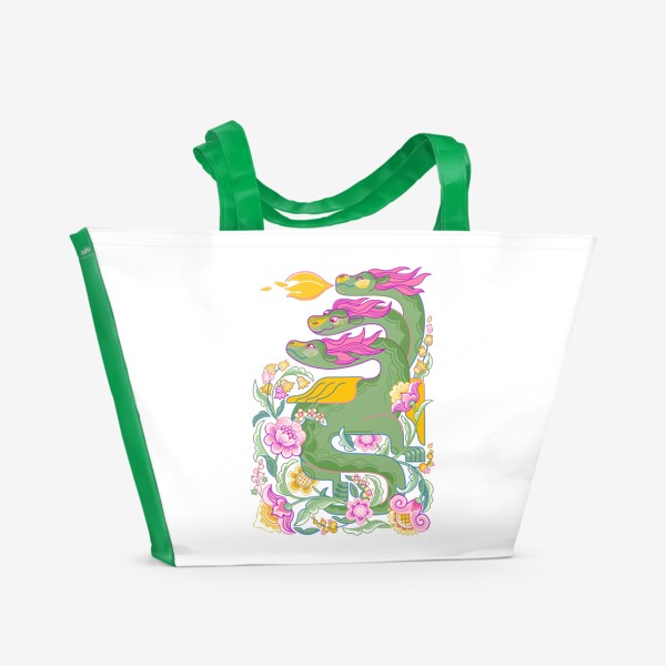 Пляжная сумка «Змей Горыныч, русский дракон. Цветной и добрый символ 2024»