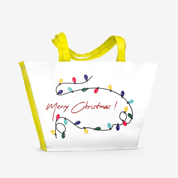 Пляжная сумка «Гирлянда с лампочками. С рождеством!»