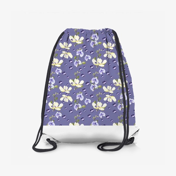 Рюкзак «Орхидеи с каплями на серо-сиреневом»