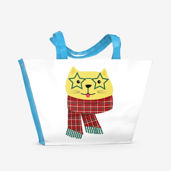 Пляжная сумка «Кот в очках и шарфе»