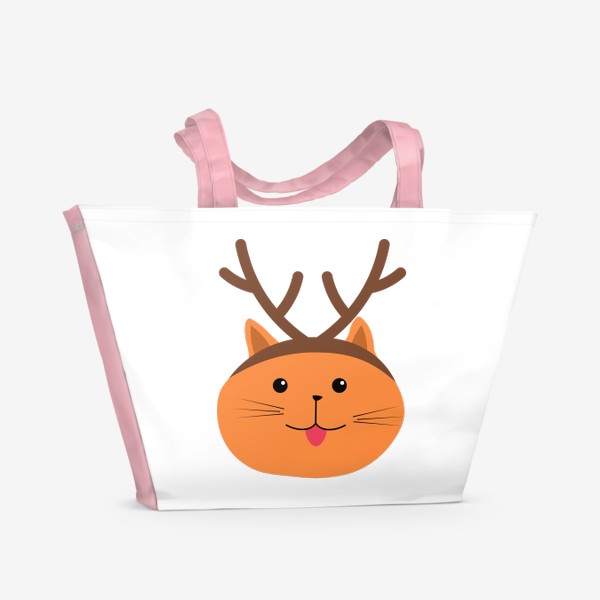 Пляжная сумка «Кот с оленьими рожками»