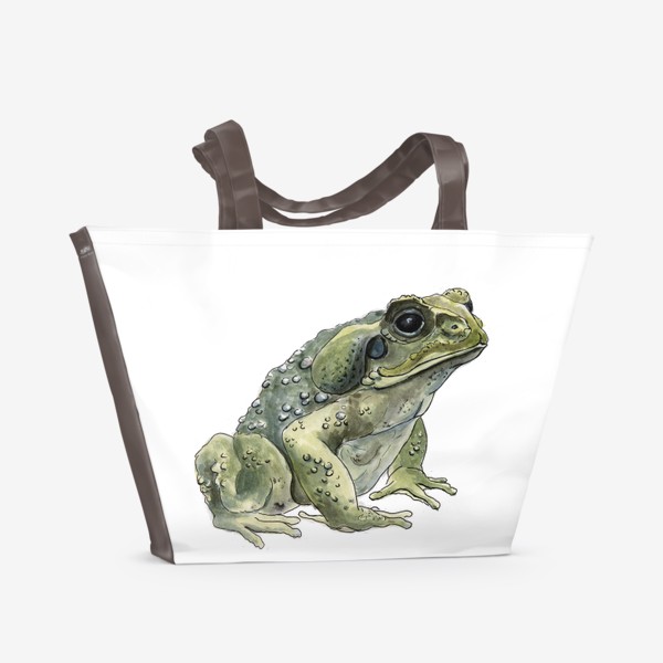 Пляжная сумка «Зеленая жаба сидит»