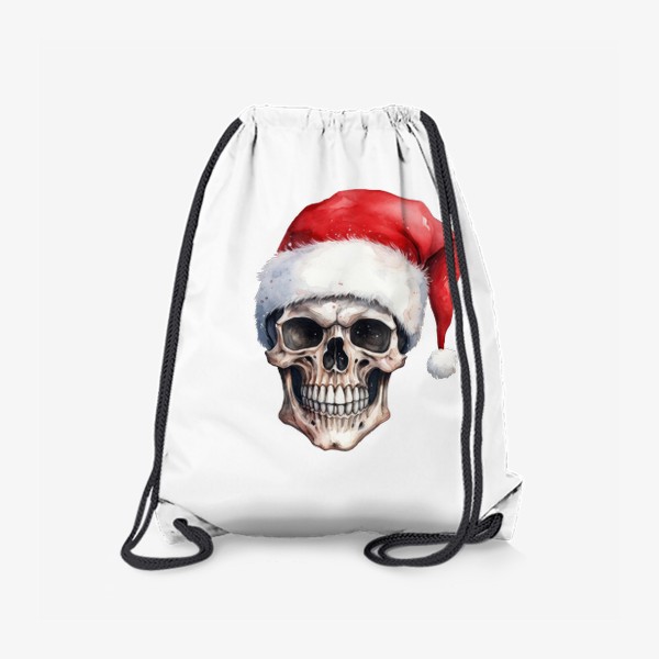 Рюкзак «Новогодний принт череп в шапке Санта Клауса »