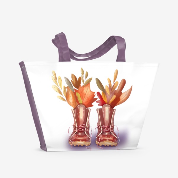 Пляжная сумка «сапожки с осенними листьями»