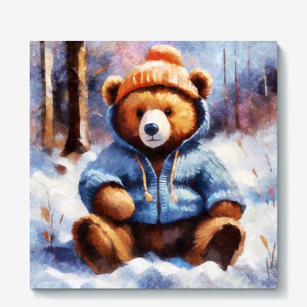 Холст «Медведь в вязаной одежде»