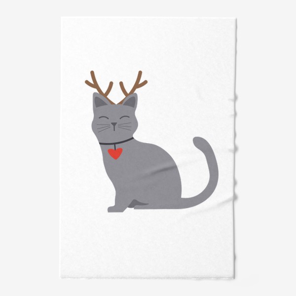 Полотенце «Кот с оленьими рожками»
