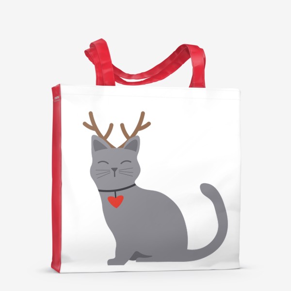 Сумка-шоппер «Кот с оленьими рожками»