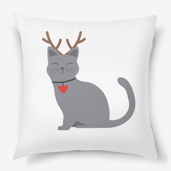 Подушка «Кот с оленьими рожками»
