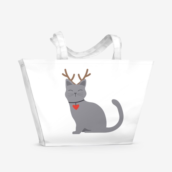 Пляжная сумка «Кот с оленьими рожками»