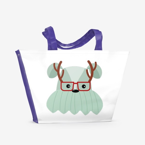 Пляжная сумка «Пёс в очках с рожками»