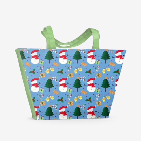 Пляжная сумка «Снеговик. подарки и печеньки»