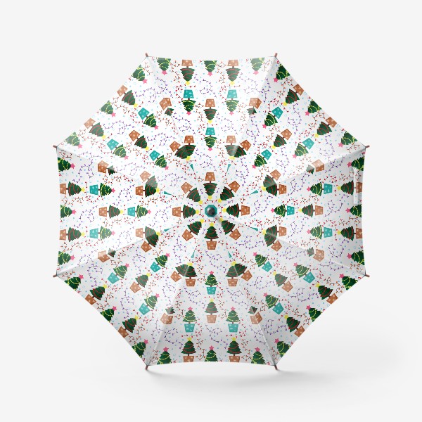 Зонт «Паттерн с елочками и гирляндами»