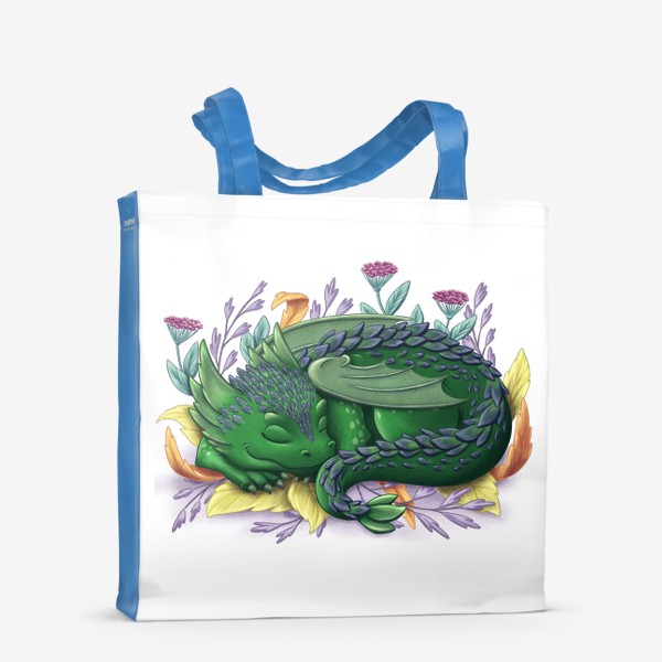 Сумка-шоппер «Зеленый дракон спит в листьях»
