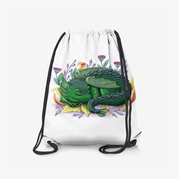 Рюкзак «Зеленый дракон спит в листьях»