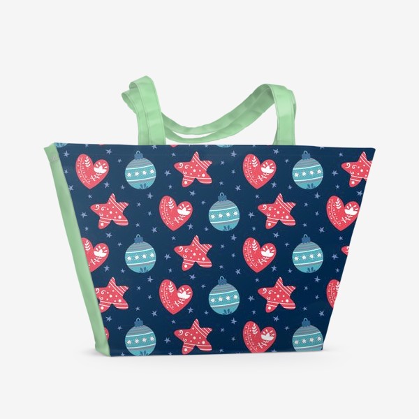 Пляжная сумка «Новогодние шары и звезды»