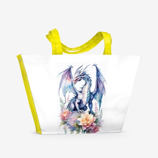 Пляжная сумка «Дракон с цветами, год дракона 2024»