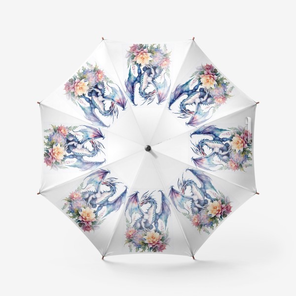 Зонт «Дракон с цветами, год дракона 2024»