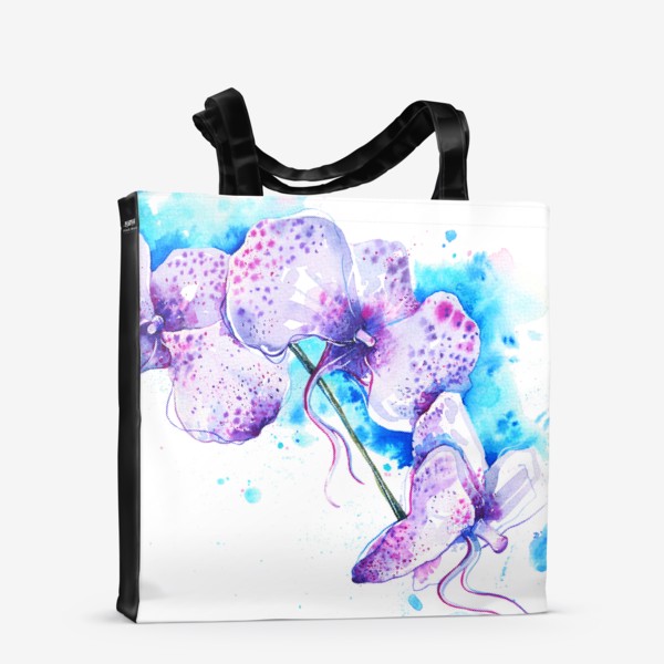Сумка-шоппер «Белые орхидеи на голубом фоне»