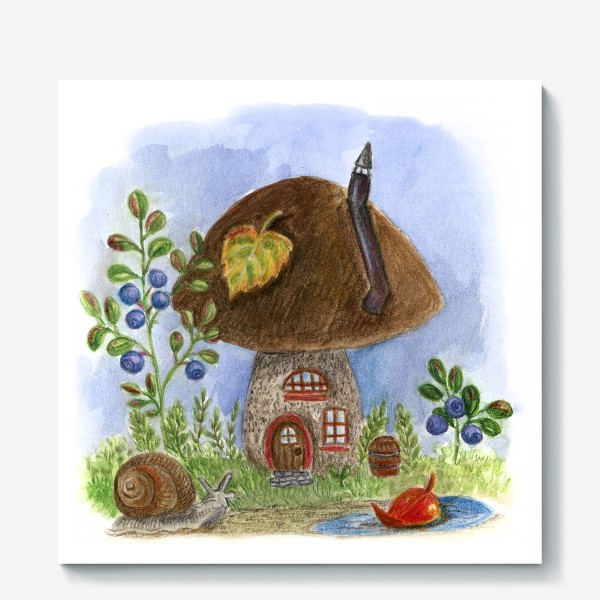 Холст «Сказочный осенний дом-гриб»