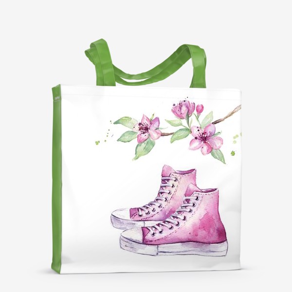 Сумка-шоппер &laquo;Кеды, весна, цветы. Розовое настроение&raquo;