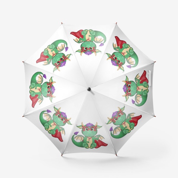 Зонт «Зеленый Дракон супер-герой. Символ 2024 Нового года »