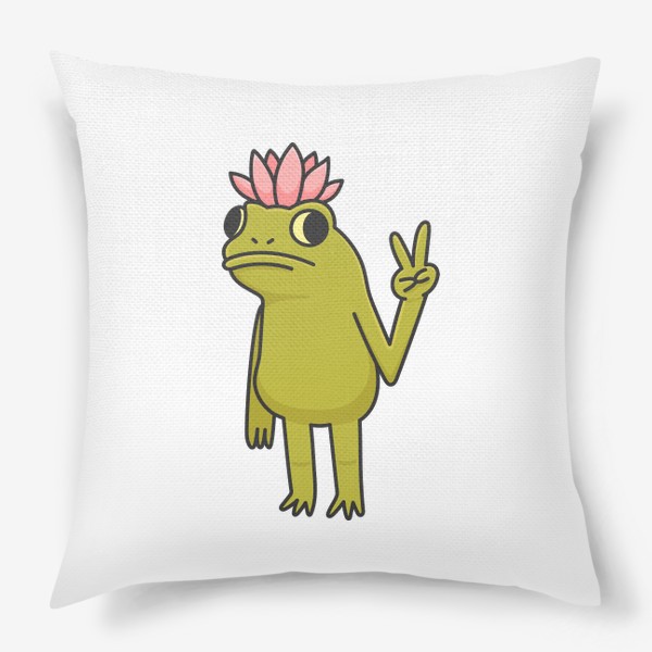 Подушка «Дзен лягушка жабка с лотосом»